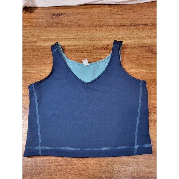 Title Nine Mad Dash Ladies Blue Reversible Cropped Tank Size S - Picture 1 of 3